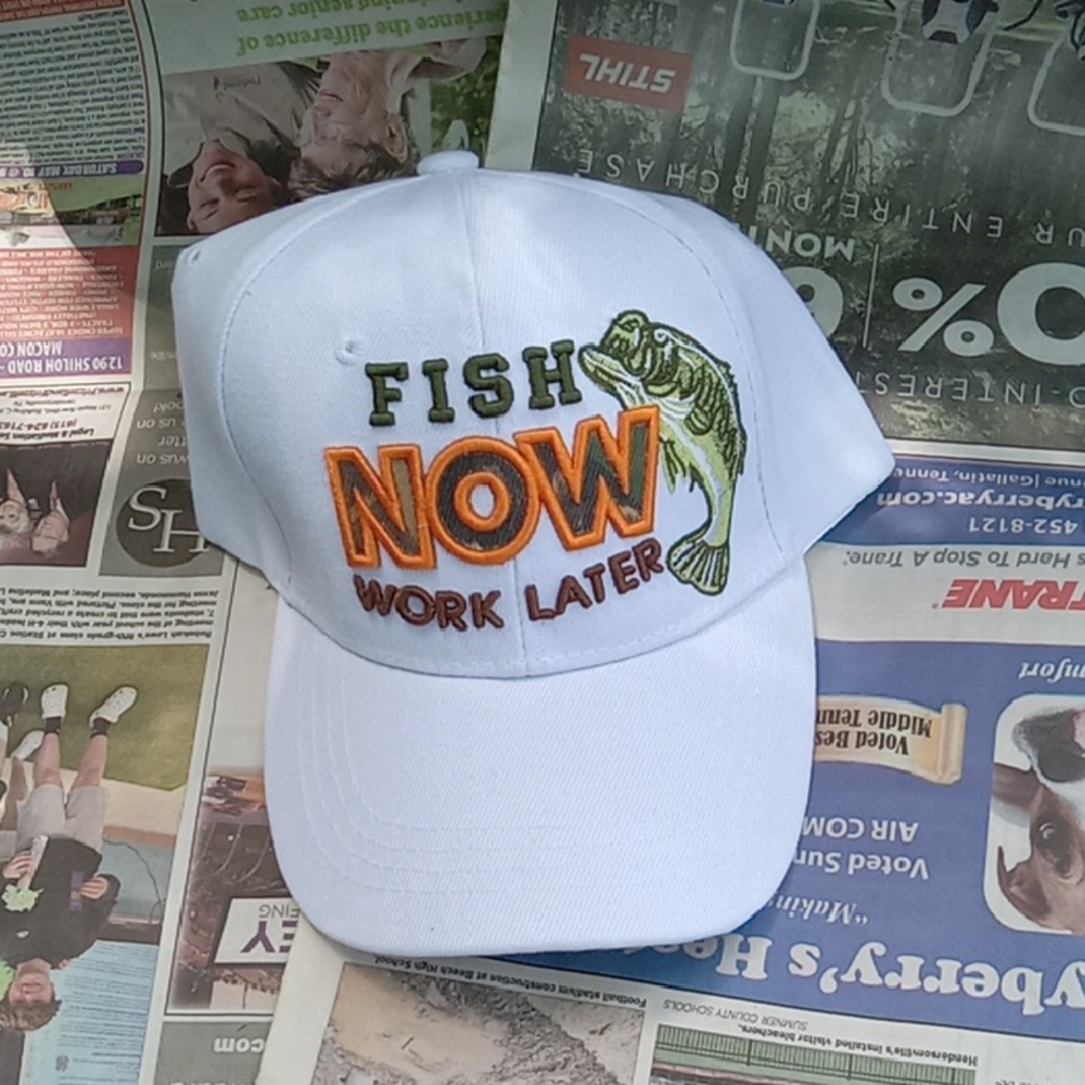 White Fish Now Work Later Cap